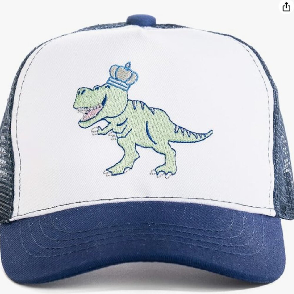 Children’s Cotton Trucker Sun Hat w/Embroidered Dinosaur